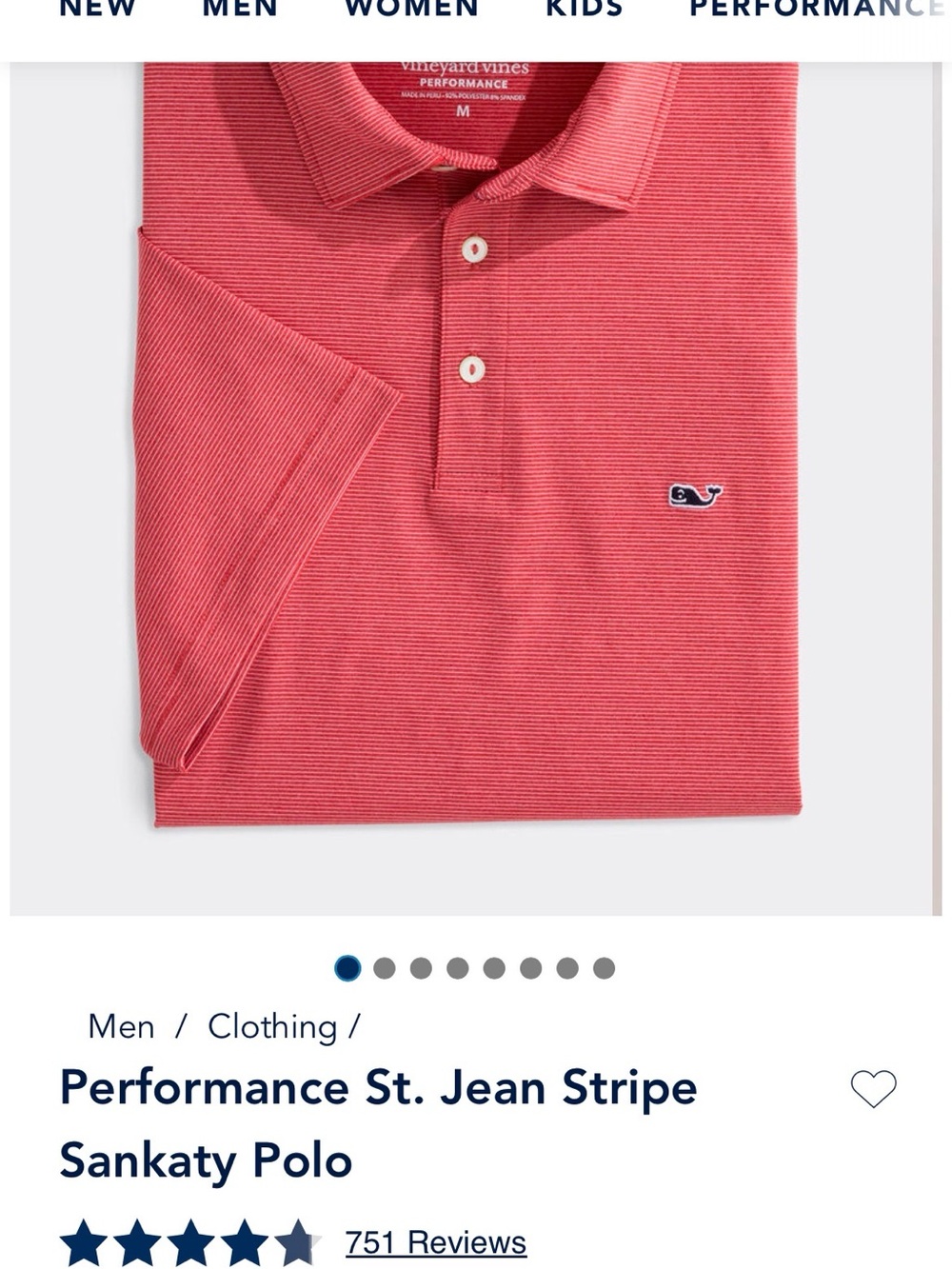 Vineyard Vines Men’s Performance Sankaty Polo in Lighthouse Red-XL